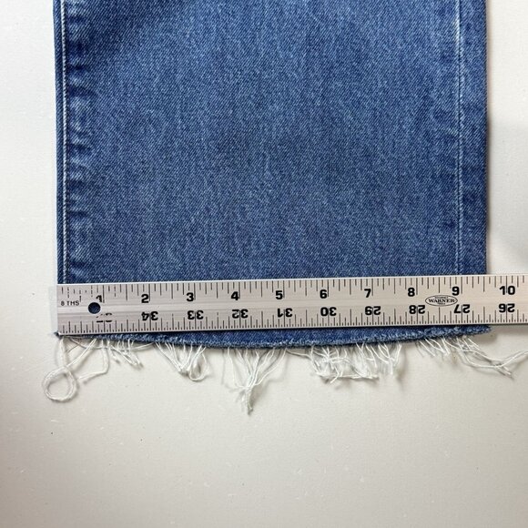 Express Jeans Womens 10L Blue 90s Ankle Boot Mid Rise Raw Hem Distressed Denim - Picture 9 of 10